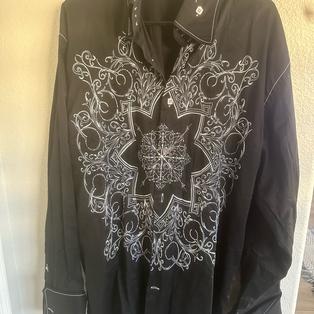 Black Embroidered Dress Shirt